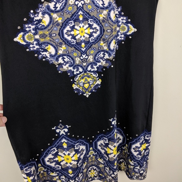 INC | Black Diamond Print Rhinestone Dress-H9 - Picture 4 of 6